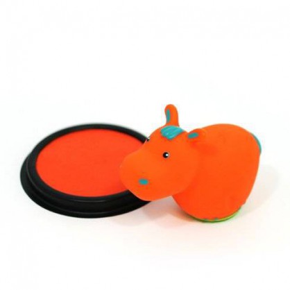Stampo zozo hippopotame orange et bleu - tampon et encreur